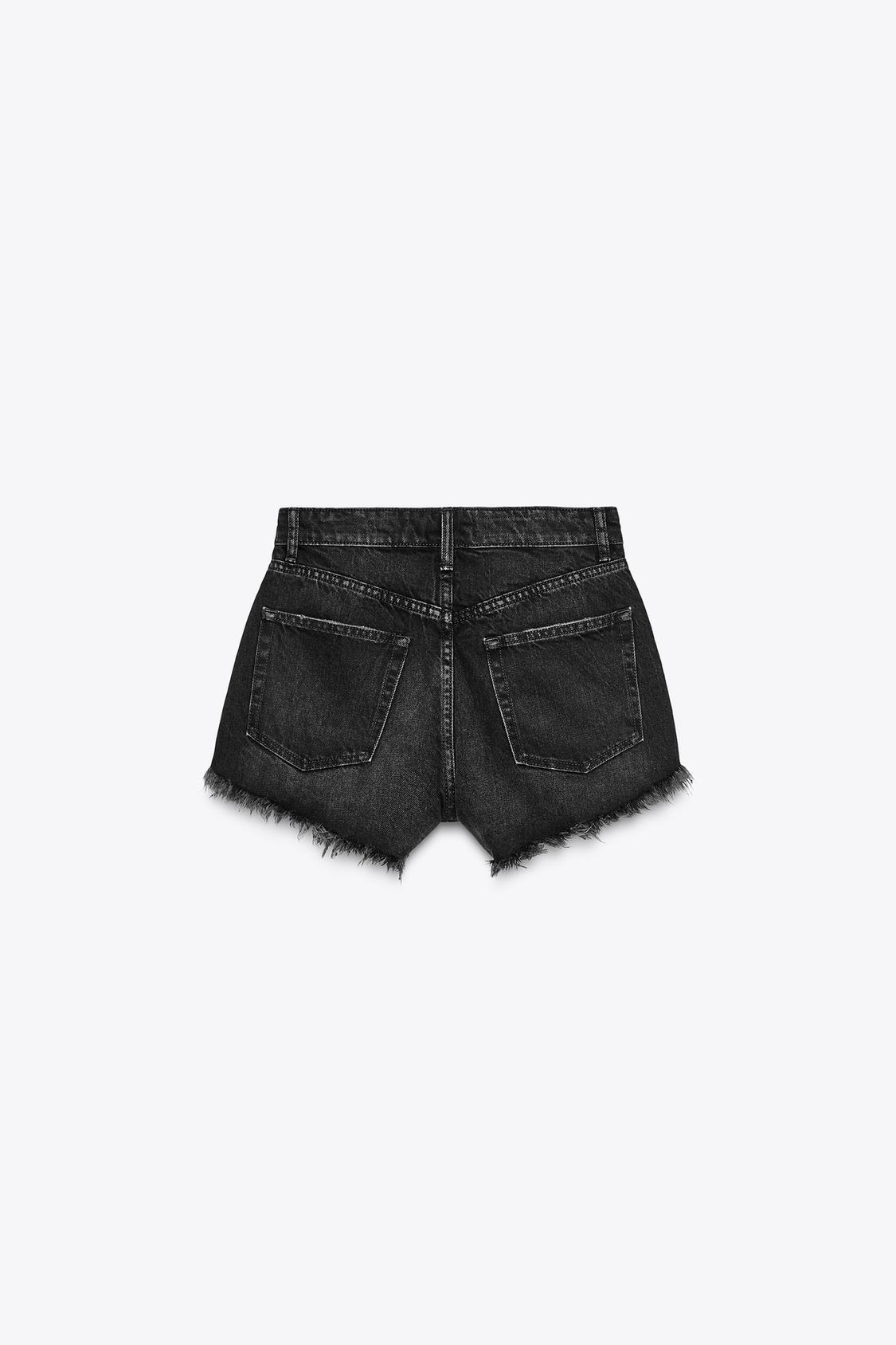 HIGH-WAIST CURVED DENIM SHORTS - view 2