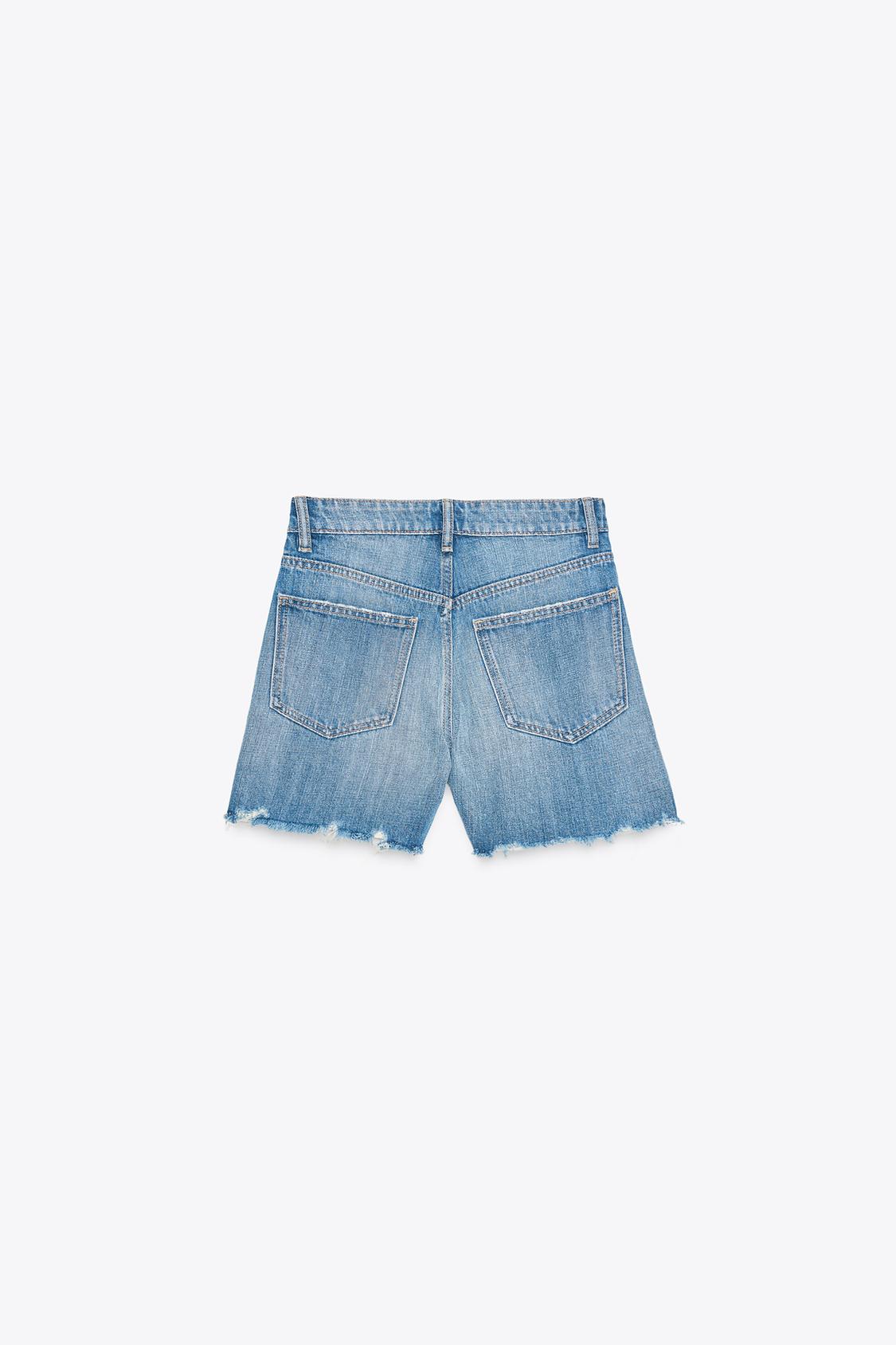 HIGH-WAIST CROSSOVER WAIST TRF MOM FIT DENIM BERMUDA SHORTS - view 2
